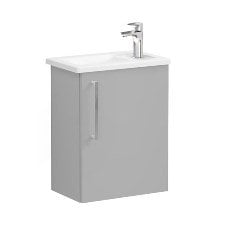 Vitra Root 68062 Lavabo Dolabı, Kapaklı, 45 Cm, Kompakt, Sağdan Armatür Delikli, Mat Kaya Gri, Köşeli Lavabolu, Sağ